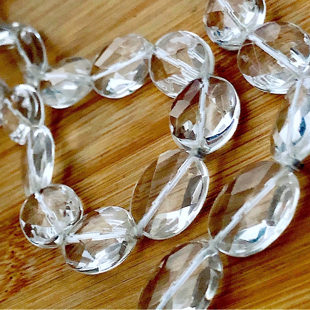 $123  14K and Faceted Quartz Crystal Gemstone Estate Necklace    Marked 14K FJS - Picture 4 of 9